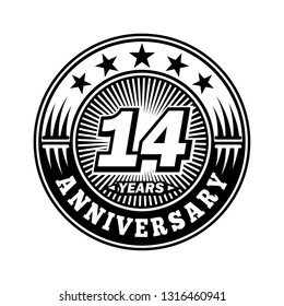 14 years anniversary. Anniversary logo design. Vector and illustration.