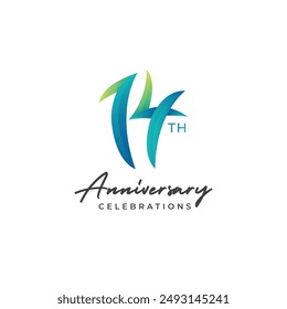 14 years anniversary logo design. Anniversary logo design template.