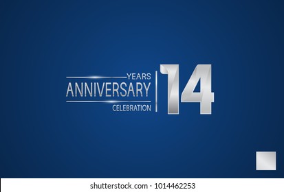 14 years anniversary logo with elegance silver color isolated on blue background for celebration event
