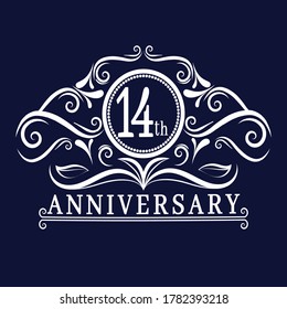 14 years Anniversary logo, luxurious 14th Anniversary design celebration white.