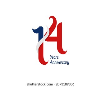 14 years anniversary logo. The number for celebration with a ribbon