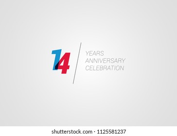 14 Years Anniversary logotype blend colorful font number isolated on white background