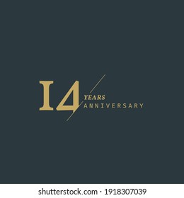 14 years anniversary logotype with modern minimalism style. Vector Template Design Illustration.