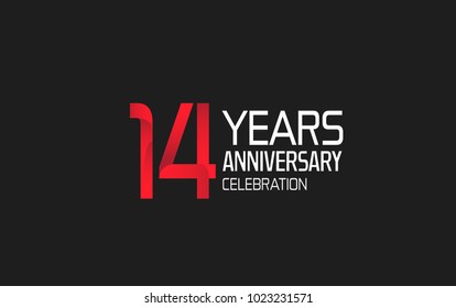 14 years anniversary logotype simple design with red and white color isolated on black background