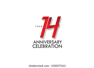 14 years anniversary, Red Dark Contour color with Speedy Design minimalist logo vector illustration on white background - Vector