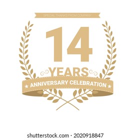 14 years anniversary vector icon, logo. Graphic design element with number and text composition for 14th anniversary