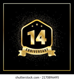 14 Years Anniversary Vector Tempalate for Greeting Card, Poster, Banner, or Print. VEctor Eps10