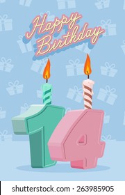 14 years celebration, 14nd happy birthday. Vector illustration