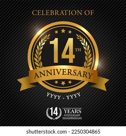 14 years celebration anniversary logo vector isolated on black background