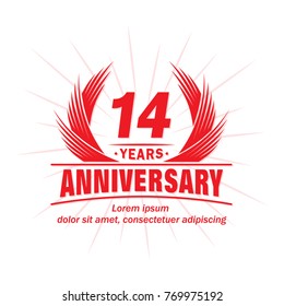 14 years design template. Anniversary vector and illustration template.