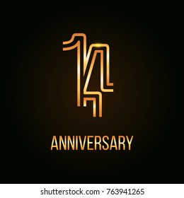 14 Years Golden Anniversary Design using multi liner number