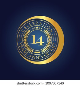 14 Years Golden Anniversary logo vector illustration