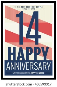 14 Years Happy Anniversary (Vector Illustration Poster Design)