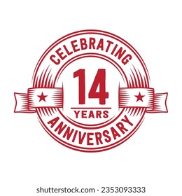 Plantilla de diseño de logotipo de 14 años. Vector e ilustración del 14º aniversario.