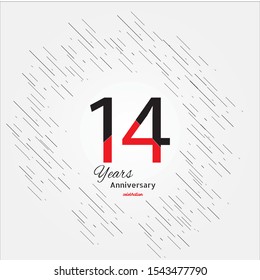 14 years old celebrating classic logo. Colored happy anniversary template numbers. Greetings celebrates. Traditional framed digits of ages. Special prize, % off, O or 0. Card's or label's idea.