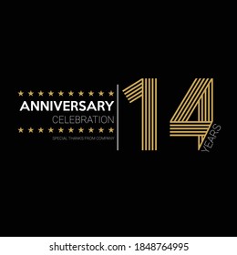 14 years old celebrating logo. happy anniversary 14th. Greetings celebrates.
