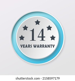 14 years warranty blue color combination design. creative logo, icon, modern element, simple elegant Stamp Button Vector