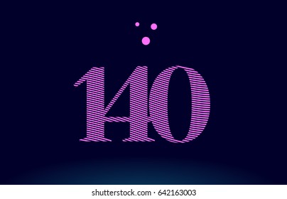 140 number digit logo pink line stripes magenta purple blue font creative text dots company vector icon design