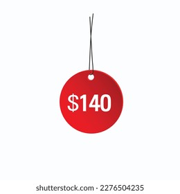 $140 USD sticker vector illustration.