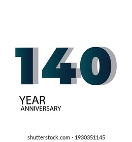 140 Year Anniversary Vector Template Design Illustration Blue Elegant White Background