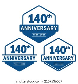 140 years anniversary celebration logotype. 140th anniversary logo collection. Set of anniversary design template. Vector and illustration.