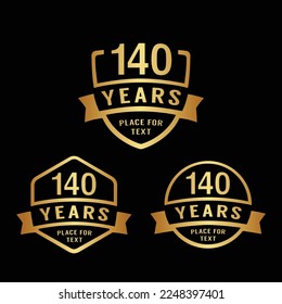 140 years anniversary celebration logotype. 140th anniversary logo collection. Set of anniversary design template. Vector illustration.	