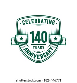 140 years anniversary celebration shield design template. 140th anniversary logo. Vector and illustration.