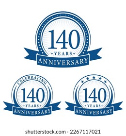 140 years anniversary logo collections. Set of 140th Anniversary logotype template. Vector and illustration.