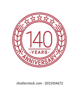 140 years anniversary logo template. 140th line art vector and illustration.