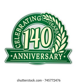 140 years anniversary logo template. Vector and illustration.