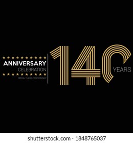 140 years old celebrating logo. happy anniversary 140th. Greetings celebrates.