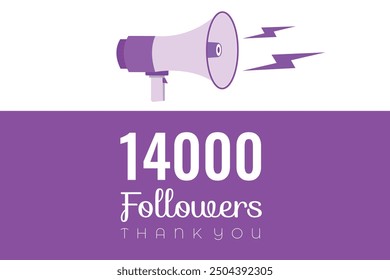 14000 OR 14K followers celebration. Thank you 14000   followers congratulation template banner. banner for social 14K friends and followers. celebrate subscribers and followers.
