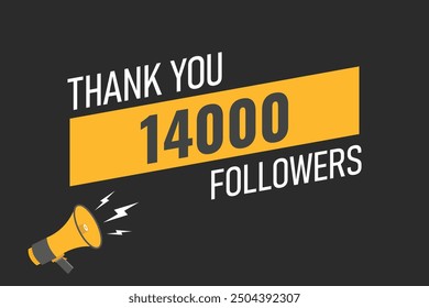 14000 OR 14K followers celebration. Thank you 14000   followers congratulation template banner. banner for social 14K friends and followers. celebrate subscribers and followers.
