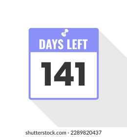 141 Days Left Countdown sales icon. 141 days left to go Promotional banner