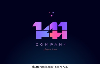 141 pink blue purple number digit numeral dots creative company logo vector icon design template