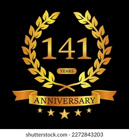 141 th Anniversary logo template illustration. suitable for you