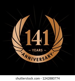 141 years anniversary. Elegant anniversary design. 141 years logo.