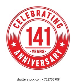 141 years anniversary logo template. Vector and illustration.