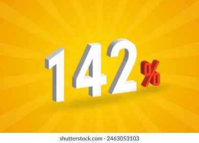 142% discount 3D text for sells and promotion.