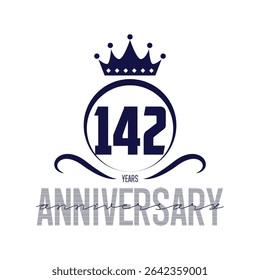 142 number design vector, graphic t shirt, 142 years anniversary celebration logotype colorful line, 142th birthday logo, Banner template, logo number elements for invitation card, poster, t-shirt.