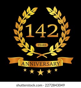 142 th Anniversary logo template illustration. suitable for you