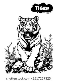 142 modelo de ilustração de tigre para coloração