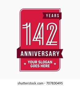 142 years anniversary design template. Vector and illustration.