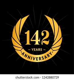 142 years anniversary. Elegant anniversary design. 142 years logo.