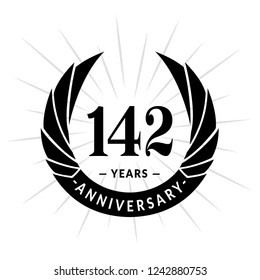 142 years anniversary. Elegant anniversary design. 142 years logo.