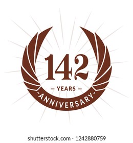142 years anniversary. Elegant anniversary design. 142 years logo.
