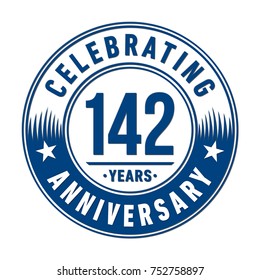 142 years anniversary logo template. Vector and illustration.