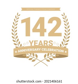 142 years anniversary vector icon, logo. Graphic design element with number and text composition for 142th anniversary