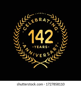142 years design template. 142nd logo. Vector and illustration.