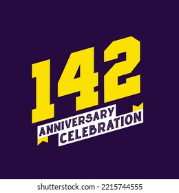 142nd Anniversary Celebration vector design,  142 years anniversary